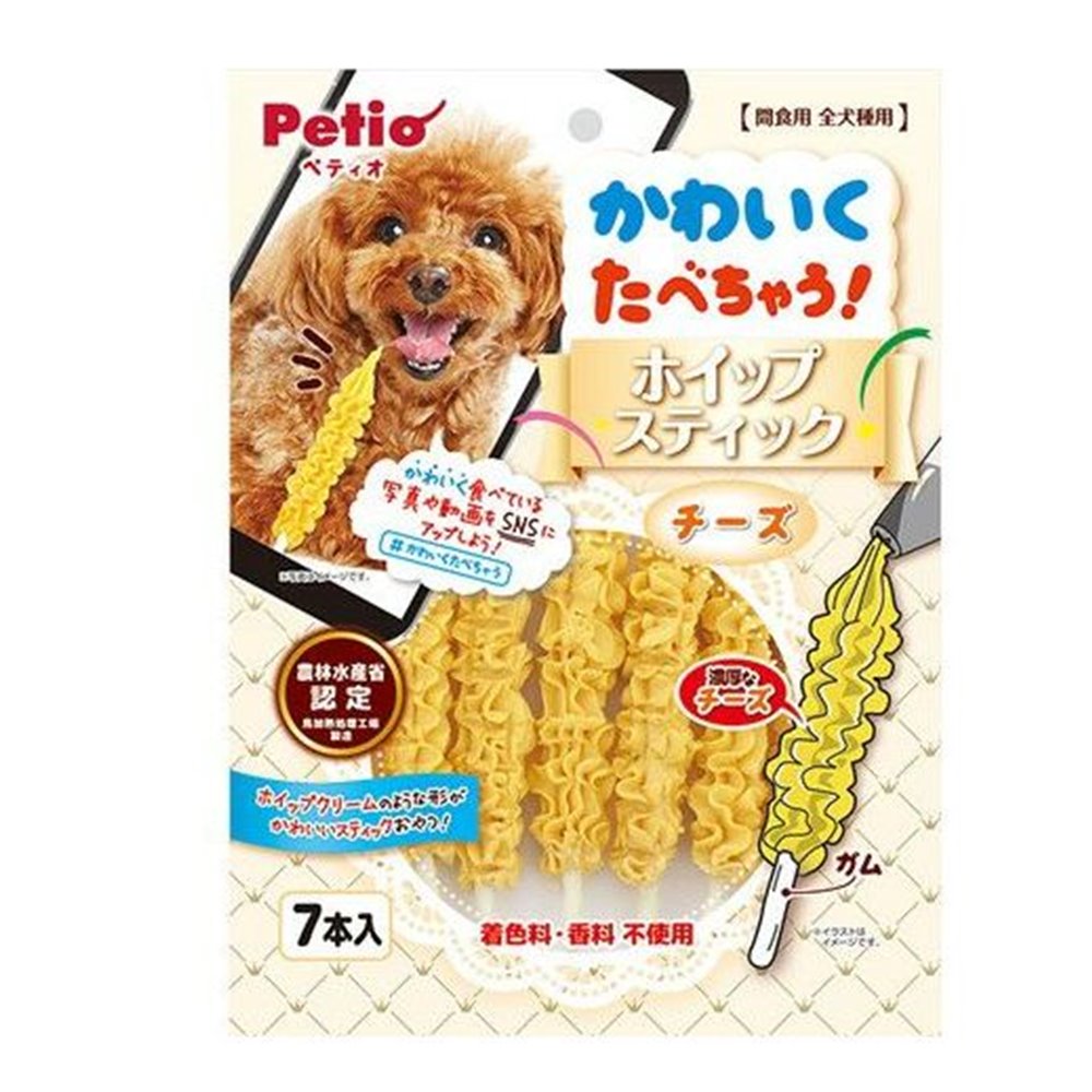 ペティオ(Petio) かわいくたべちゃう！ホイップスティック チーズ [ドッグフード 犬用 おやつ かわいい 巻ガム] 7本入