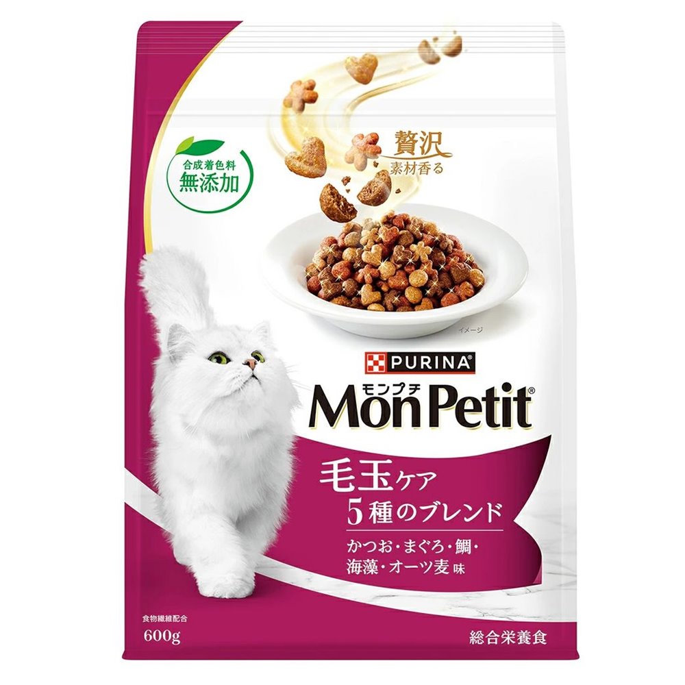 ネスレ日本 モンプチ バッグ 毛玉ケア 5種のブレンド [キャットフード 猫用 ドライ 総合栄養食] 600g