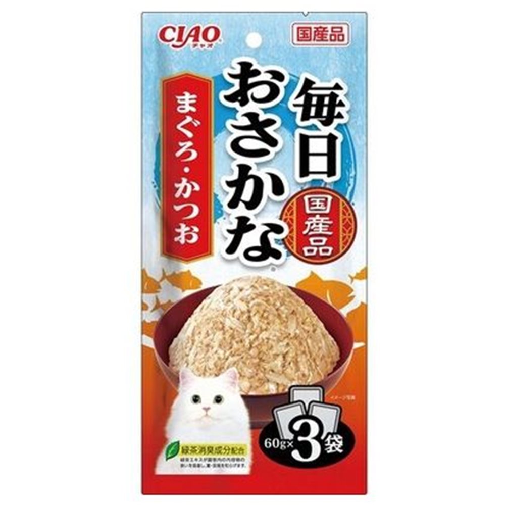 いなばペットフード CIAO(チャオ) 毎日おさかな まぐろ・かつお [キャットフード 猫用 国産 ウェット パウチ ゼリータイプ] 60g×3袋