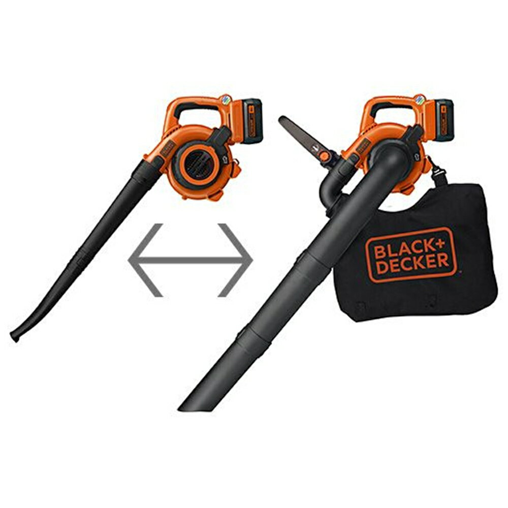 商品情報商品名ガーデンブロワーバキュームメーカーBLACK+DECKER 規格/品番 GWC36N サイズ ●サイズ・ブロワー：98×18×29cm・バキューム：125×27×29cm 重量/容量 ●電池込質量・ブロワー：約2.4kg・バキューム：約3.4kg おすすめ ●お庭周り、共有通路など落ち葉の季節の家周りのお掃除は大変。●ブロワーで落ち葉を集めバキュームで吸い取れば粉砕機能で、落ち葉が一気にサイズダウン。あとは捨てるだけとラクラク。●36Vリチウムバッテリーで、十分な作業量＋簡単メンテナンスが実現。 仕様 ●電圧：36V●バッテリー容量：2.0Ah●バッテリータイプ：リチウムイオン充電池●バッテリー数：1●充電時間：100分●作業時間目安(TURBOモード)・ブロワー：約28分・バキューム：約26分●作業時間目安(ECOモード)・ブロワー：約55分・バキューム：約50分●風速：ブロワー219km/h●風量(m3/分)・ブロワー：2.48m3・バキューム：3.47m3●集じんパック容量：約30L【付属品】・36Vリチウムバッテリー・急速充電器・収納バッグ・ブロワーノズル・バキュームノズル・サポートハンドル・集じんパック 梱包サイズ