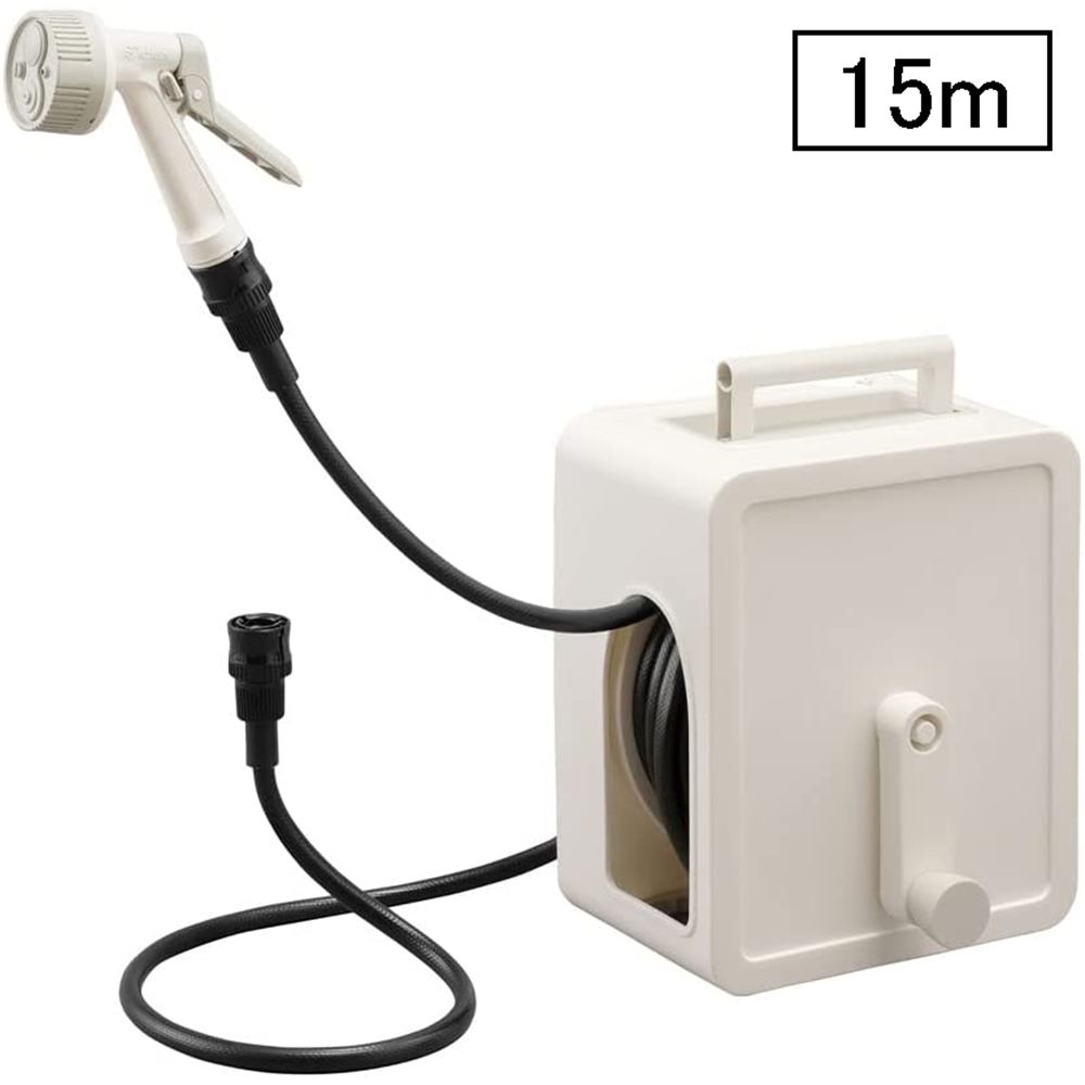 アイリスオーヤマ フルカバーコンパクトホースリール 15m [ガーデニング 水やり 掃除 洗車 手持ち 据え置き] FCH-15M ホワイト