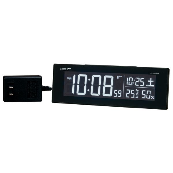 SEIKO セイコークロック 目覚まし時計 カラー液晶 電波 交流式 DL305K 黒