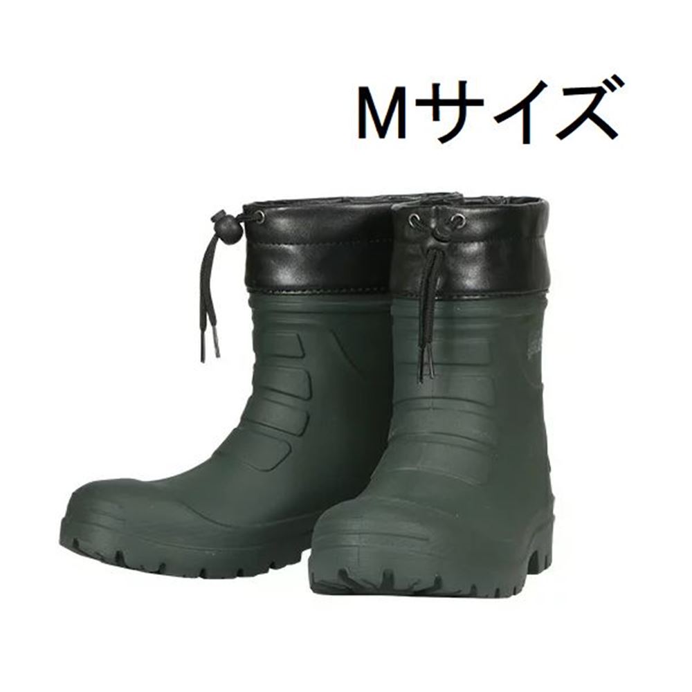 カジメイク No.6435 エアーラバーブーツ M ショート [長靴 メンズ 男性用 レインブーツ 軽量 完全防水 柔らかい] Mサイズ ダークグリーン