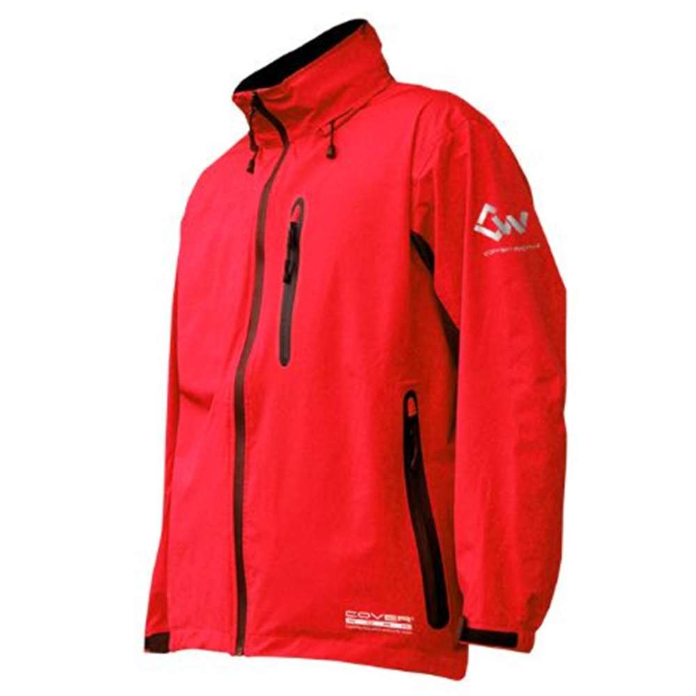 COVER WORK カヴァーワーク ストレッチレインウェア アクロスレイン レッド Sサイズ [レインウェア 上下セット 雨具 合羽 撥水 透湿] AG-8000