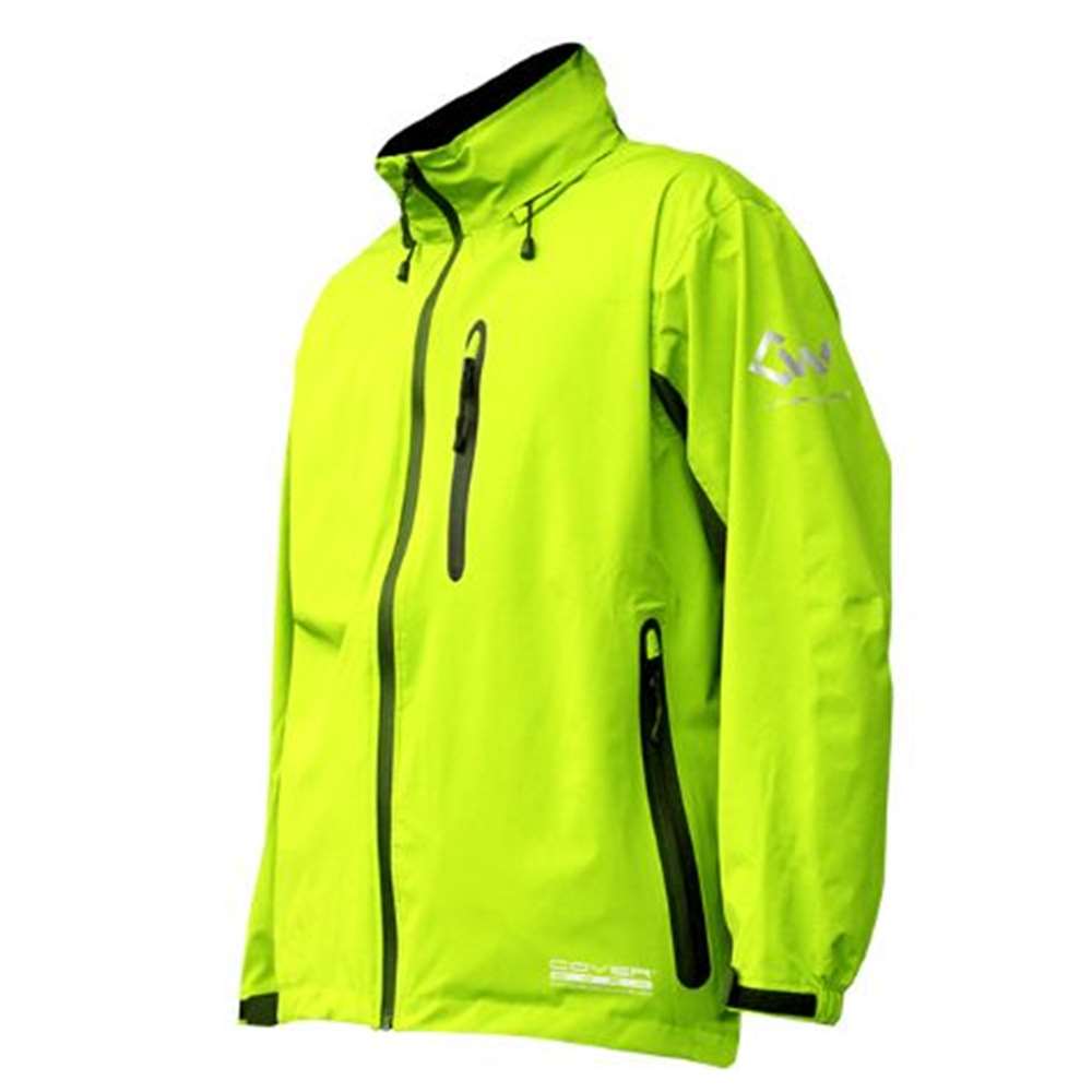 COVER WORK カヴァーワーク ストレッチレインウェア アクロスレイン ライムグリーン Mサイズ [レインウェア 上下セット 雨具 合羽 撥水 透湿] AG-8000