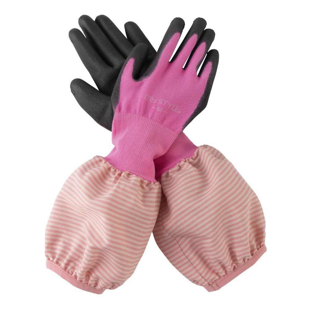 ユニワールド のらスタイル 袖付きウレタン手袋 Mサイズ ピンク [農作業 ガーデニング 園芸 グローブ ..