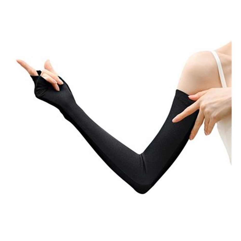 おたふく手袋 Fit Style フィットスタイル 指なし メッシュロング手袋 ブラック [アームカバー 日焼け 紫外線 接触冷感 ひんやり 涼しい] UV-3751