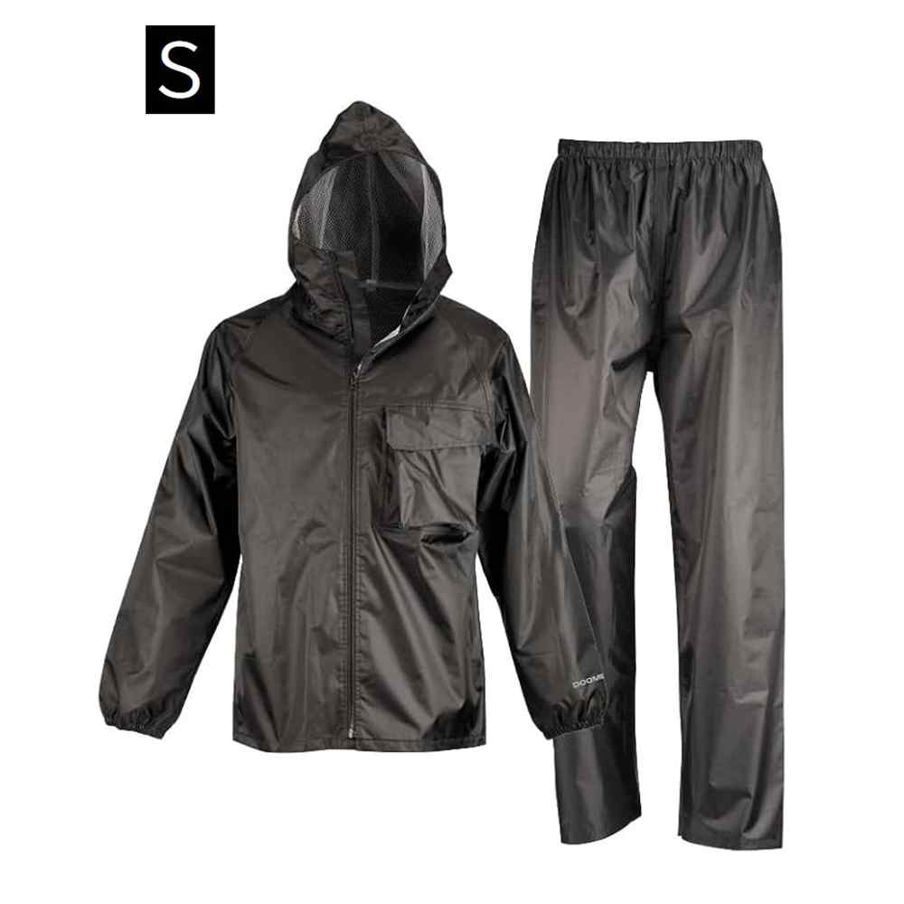 カジメイク ディフェンド レインフーディ Sサイズ ブラック [レインウェア レインスーツ 上下セット 合羽 耐水圧10000mm] 3294