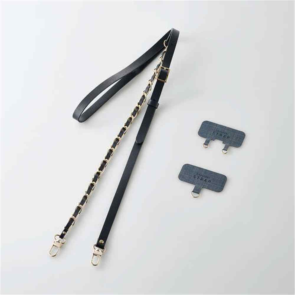 ホームセンターヤマキシ楽天市場店のエレコム ショルダーストラップ/チェーンタイプ ブラック [スマートフォン スマホ 携帯電話 肩掛け アクセサリー] P-STSDH2CHBK｜アングル2