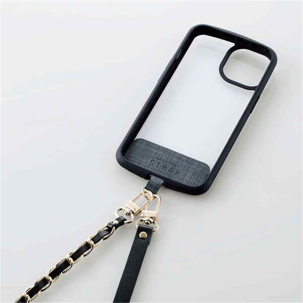 ホームセンターヤマキシ楽天市場店のエレコム ショルダーストラップ/チェーンタイプ ブラック [スマートフォン スマホ 携帯電話 肩掛け アクセサリー] P-STSDH2CHBK｜アングル3