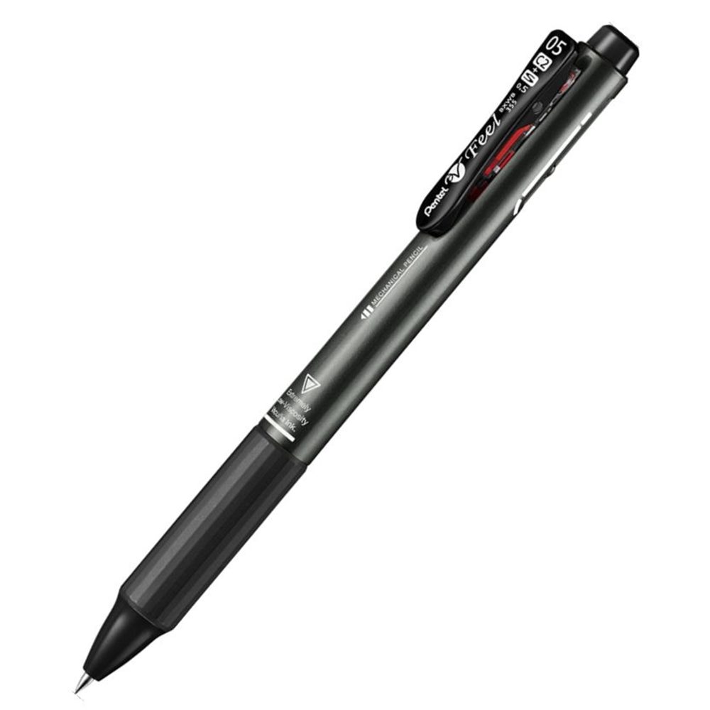 商品情報商品名ビクーニャ フィール 多機能ペン 2色ボールペン0.5mm(インク:黒・赤)＋シャープペンシル(芯:0.5HB)[油性 なめらか 疲れにくい]メーカーぺんてる 規格/品番 BXWB355MA サイズ 重量/容量 ●容量：1本 おすすめ ●超低粘度インキ、ビクーニャインキを搭載したなめらか多機能ペン●かっこいいマット調のメタリックシリーズ●ずっと軽やかな書き味、挟みやすいワイドオープンクリップ、24面カットのグリップを採用 仕様 ●ボール径:0.5mm●シャープペンシル芯径:0.5mm●インキ色:黒・赤●内蔵芯:HB●軸色:メタリックブラック●インキ成分:油性染料＋顔料●機構:ノック式 梱包サイズ