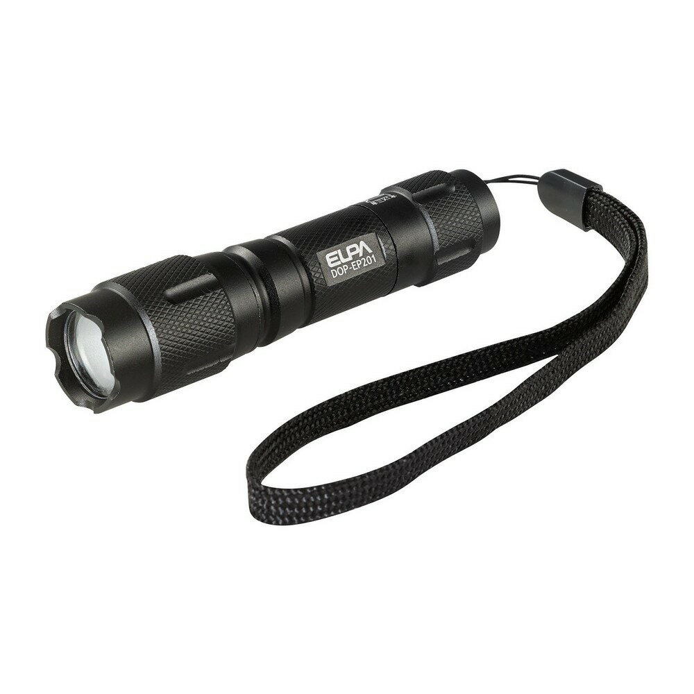 朝日電器 ELPA (エルパ) LEDアルミライト 5ルーメン 防雨形 ブラック [懐中電灯 ハンディライト 照明 電池式 単三電池 アウトドア 防災 防水] DOP-EP201(BK)