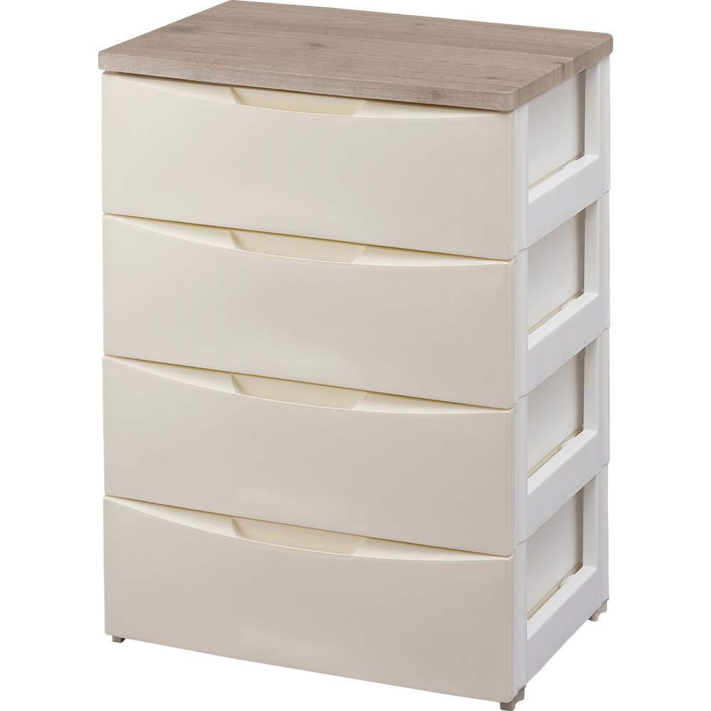 アイリスオーヤマ デザインウッドトップチェスト【幅56cm×4段】 DW-554 (アイボリー) 【○】