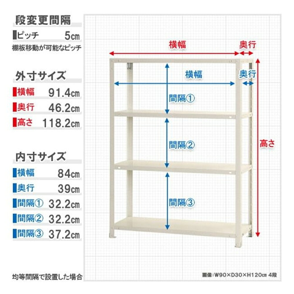 キタジマ スチールラック スマートラック 白 4段【北海道・沖縄・離島配送不可】【時間帯指定不可】【同梱不可】 NSTR-467 幅900mm 【C】【代引不可】 [2]