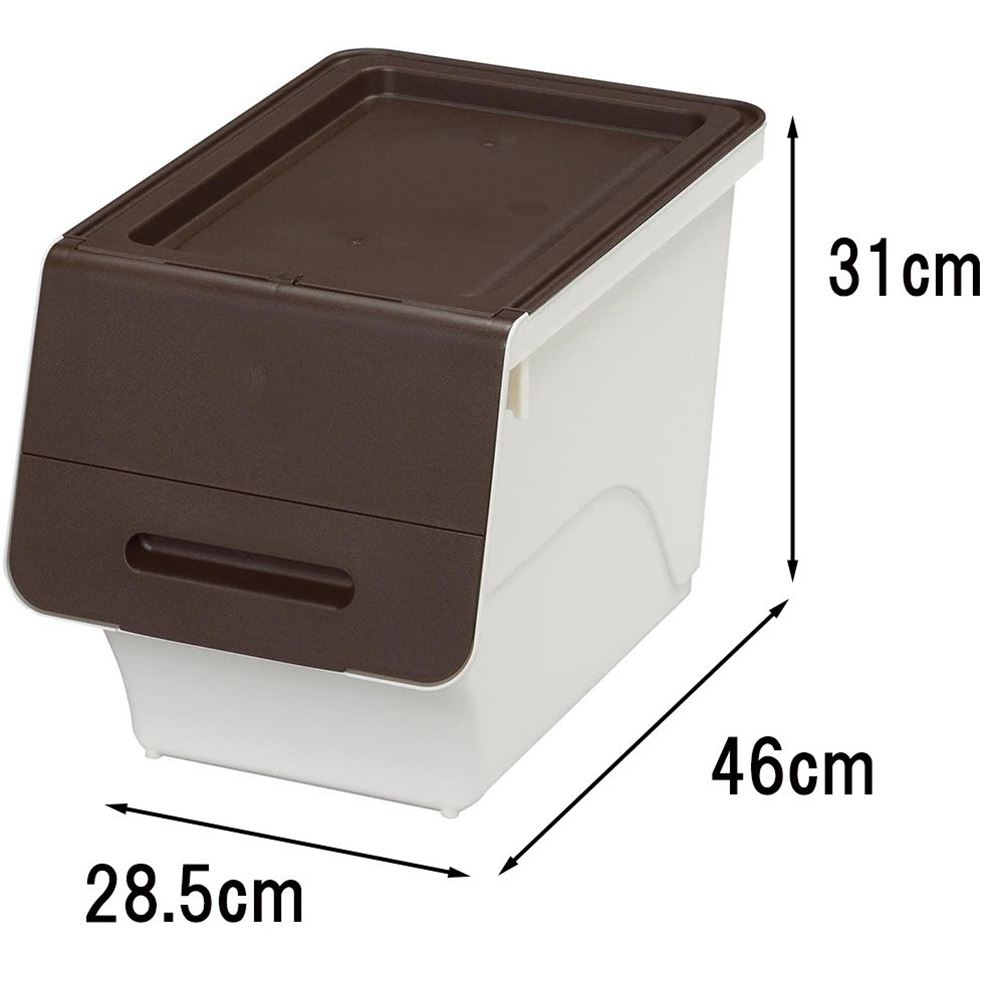 サンカ フロック スリム30 深型(幅28.5×奥行46×高さ31cm) [収納 ケース ボックス フラップ 積み重ね スタッキング] Nブラウン/ホワイト