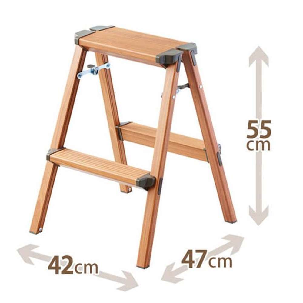 天馬 ウッディーステップ 2 [脚立 踏み台 アルミ 2段 おしゃれ] ブラウン(木目)