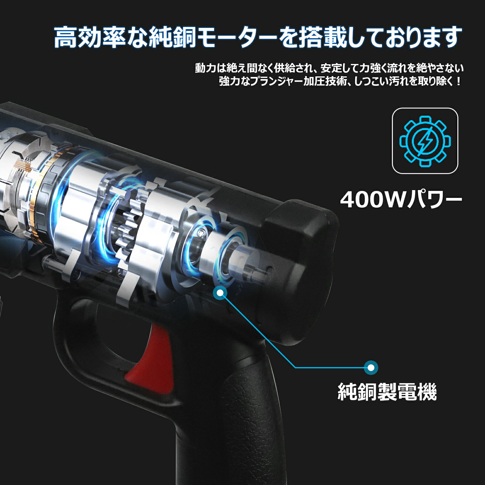 高圧洗浄機 充電式 + BL1860B バッテリー 互換 2個 + DC18RD 充電器 互換 セット 18v/21v(MAX) 400W マキタ 18v バッテリー 対応可能 コードレス 洗車 家庭用 強力噴射 吐出圧力 2.4MPa コンパクト 軽量 1.3kg 玄関 庭 窓 コケ 屋外 階段 お風呂 外壁 ベランダ 洗浄 掃除 3