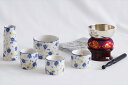 仏具 仏具セット おりん4点+陶器5点(花柄 白x青 ホワイトブルー)+香炉灰 セット 国産 日本製 ミニ 仏壇セット モダン仏具 モダン仏壇 お盆 お彼岸 お...