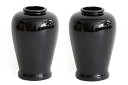 花立 墓 お墓 花立て 仏具 陶器 花瓶 2本組 セット 夏目 黒 無地 6寸 サイズ 約(cm) 高さ17.5 神棚 神具 仏具 盆提灯 やまこう 山幸