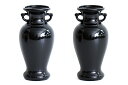 花立 墓 お墓 花立て 仏具 陶器 花瓶 2本組 セット サギ 黒 無地 7寸 サイズ 約(cm) 高さ21 神棚 神具 仏具 盆提灯 やまこう 山幸