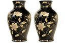 花立 墓 お墓 花立て 仏具 陶器 花瓶 2本組 セット 鉄仙花 尺0 黒 サイズ 約(cm) 高さ30 神棚 神具 仏具 盆提灯 やまこう 山幸