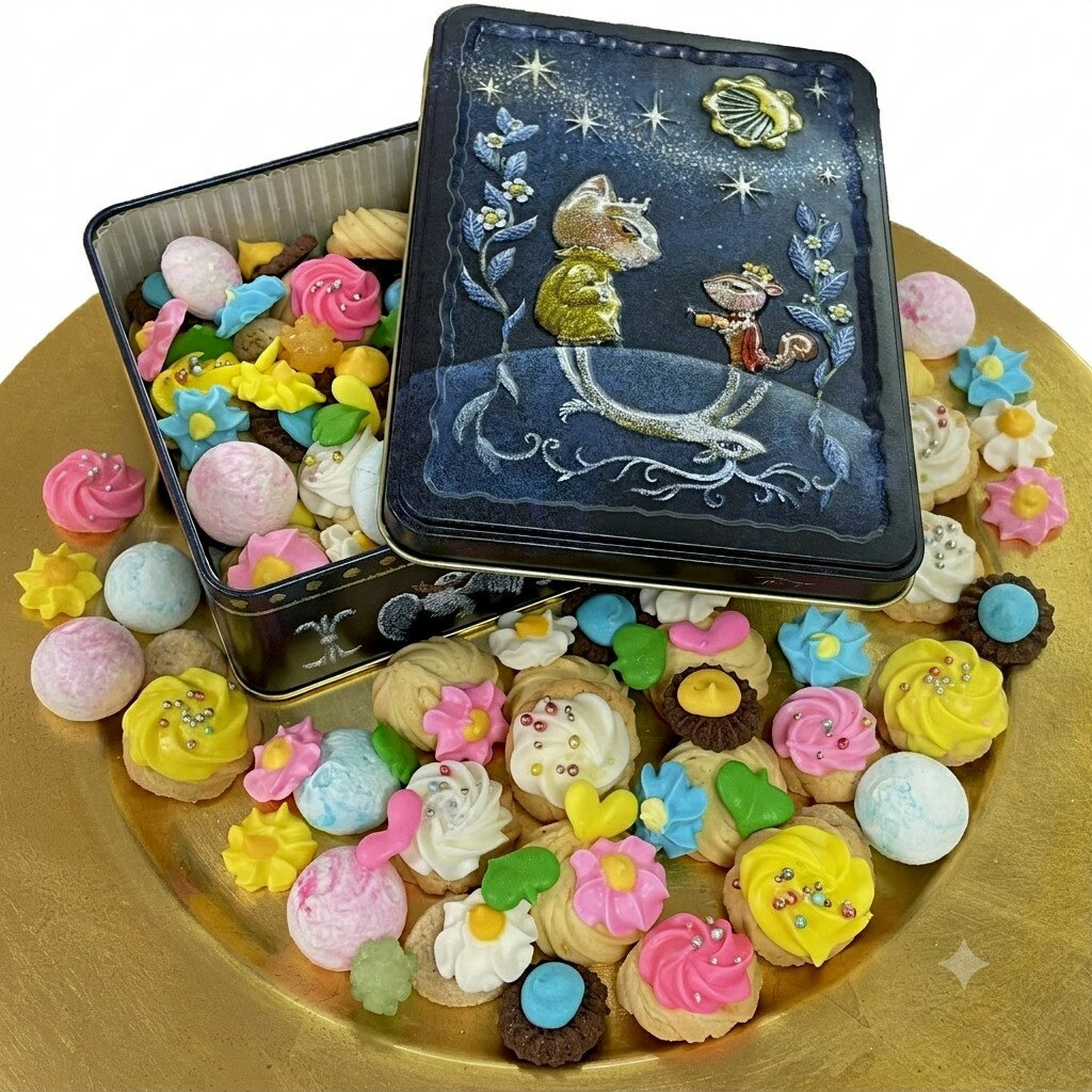【猫とリス】可愛い缶のお菓子 ハンドメイド ギフト 熨斗掛け...