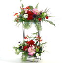 造花 インテリア 観葉植物 グロリオサとダリアの豪華なスタンドアレンジ プラベスタンド フェイクグリーン インテリアグリーン snb CT触媒 光触媒 シルクフ...