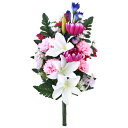 お墓 造花 仏花 ユリとりんどうと小菊の花束 一本(一束) リリー CT触媒 お墓用 仏壇用 光触媒 ゆり リンドウ シルクフラワー お彼岸 お盆 お仏壇 仏花 お墓 花 お供え 山久 btb