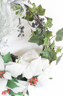 造花 シダとベリーのドロップ型クリスマスリース クリスマス ヒイラギ CT触媒