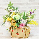 アウトレット 造花 ワンちゃんの花器にビタミンカラーのアレンジ シルクフラワー CT触媒 光触媒 フラワーアレンジ インテリア フラワーアレンジメント arg
