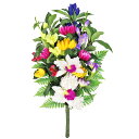 お墓 造花 仏花 シキミと菊やカトレアの花束 一本(一束) 菊 シキビ 樒 CT触媒 お墓用 仏壇用 光触媒 造花 シルクフラワー お彼岸 お盆 お仏壇 仏花 お墓 花 お供え 法事 法要 山久 btb