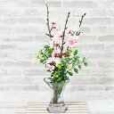 造花 八重桜とグリーンのマジカルウォーターのアレンジ シルクフラワー さくら サクラ CT触媒 光触媒 透明 スケルトン フラワーアレンジメント mga