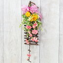 造花 みずき桃とガーベラの壁掛けアレンジ シルクフラワー もも モモ CT触媒 光触媒 フラワーアレンジメント インテリア arg