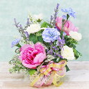 造花 ピオニーとカーネーションの白カゴアレンジ シルクフラワー ぼたん ボタン 牡丹 CT触媒 光触媒 フラワーアレンジメント インテリア arg