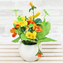 造花 ビオラのかわいい鉢植えのオレンジ系アレンジ シルクフラワー 春のアレンジ CT触媒 光触媒 フラワーアレンジメント インテリア arg