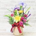 造花 花しょうぶとニゲラのアレンジ シルクフラワー 初夏 CT触媒 光触媒 アイリス アヤメ あやめ 花菖蒲 子供の日 端午の節句 フラワーアレンジメント インテリア arg