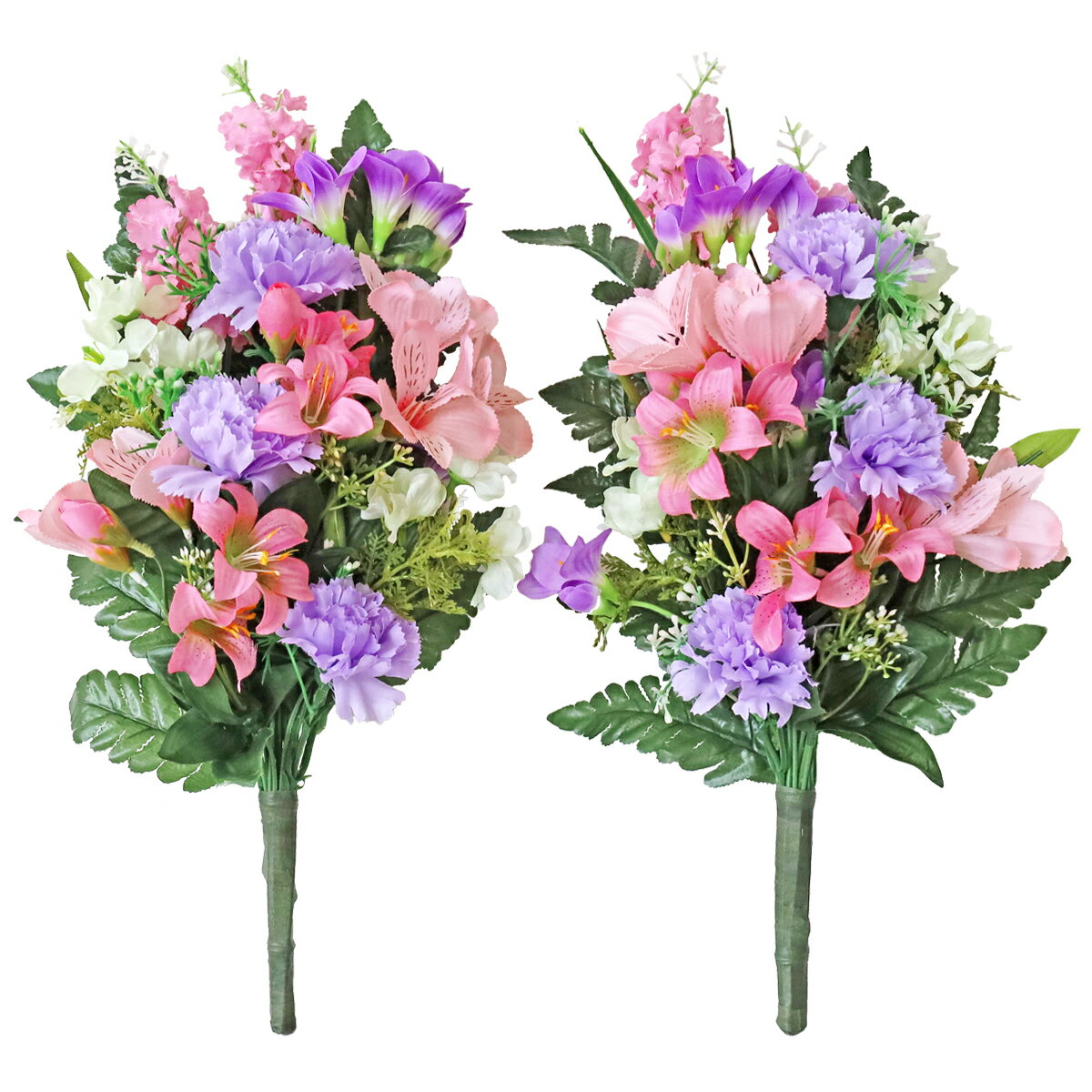 お墓 造花 仏花 ピンクのアルストロメリアとカーネーションの花束 一対 CT触媒 お墓用 仏壇用 シルクフラワー お彼岸 お盆 お仏壇 仏花 お墓 花 お供え 山久 btb