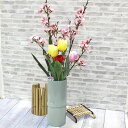 造花 和風の竹型花器に入ったみやびの桜とチューリップのアレンジ シルクフラワー CT触媒 光触媒 さくら サクラ フラワーアレンジメント インテリア arg