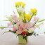 造花 フリージアと桜の春のアレンジ CT触媒 さくら 造花