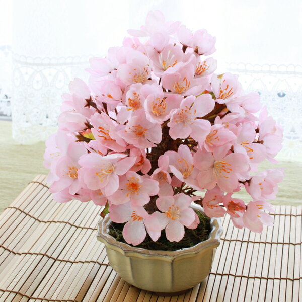 桜 造花 ミニさくら盆栽仕立てアレンジ シルクフラワー サク