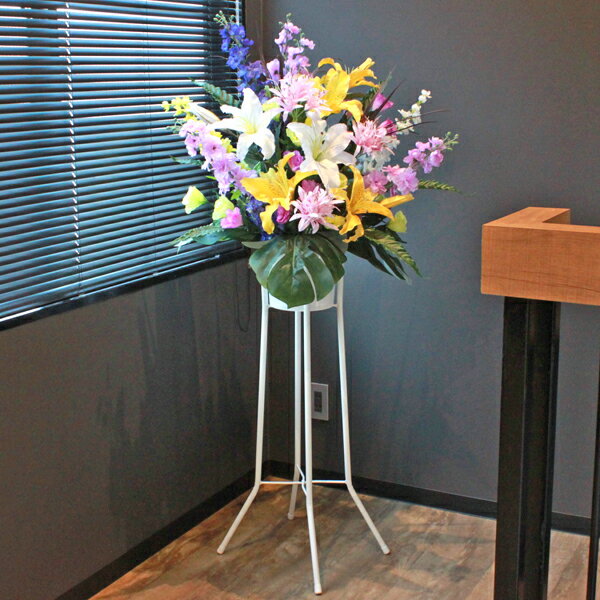 造花 2色のカサブランカとネリネの豪華スタンドアレンジ シルクフラワー CT触媒 光触媒 ym2 sta