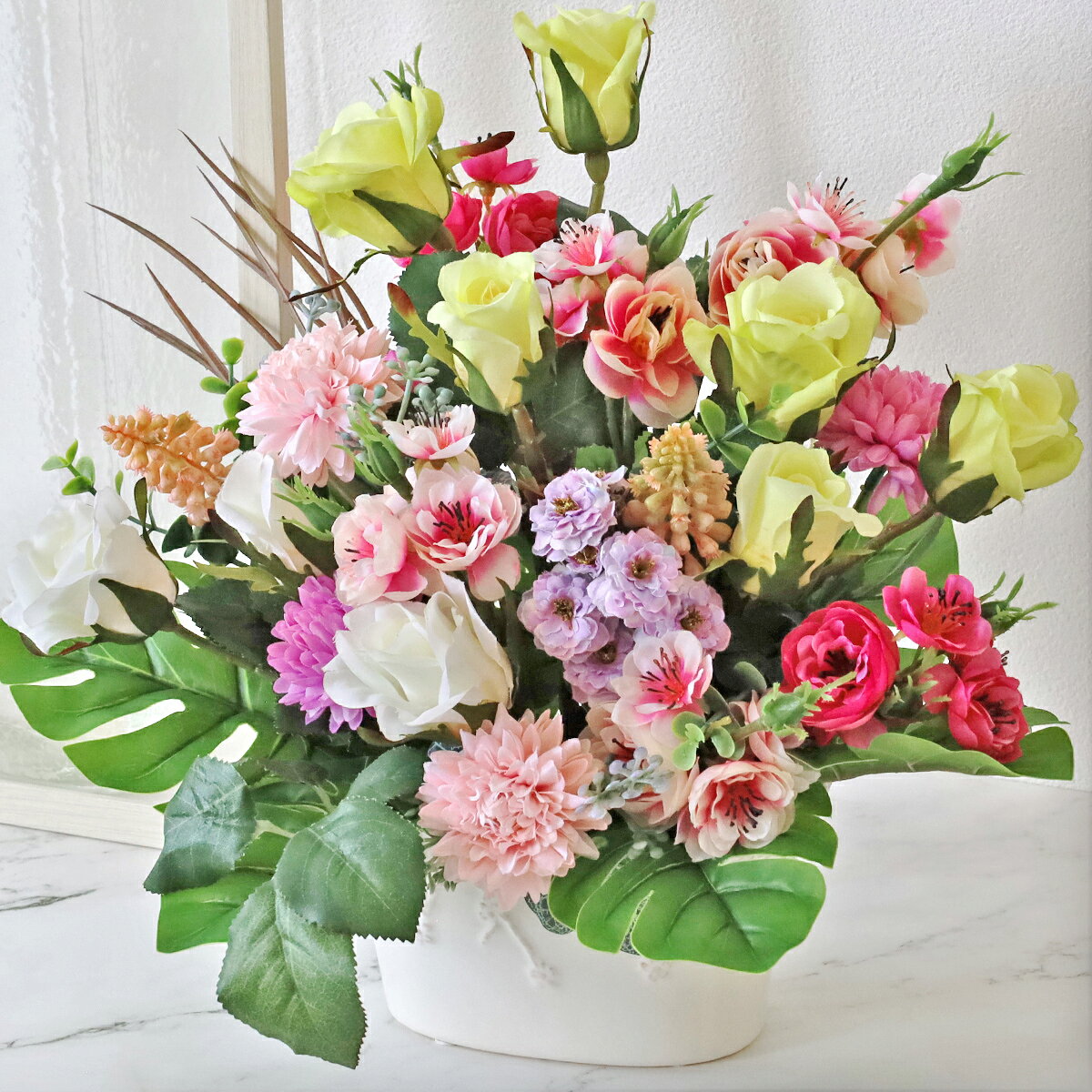 楽天市場】菊 アレンジメント（造花・人工観葉植物｜花・観葉植物