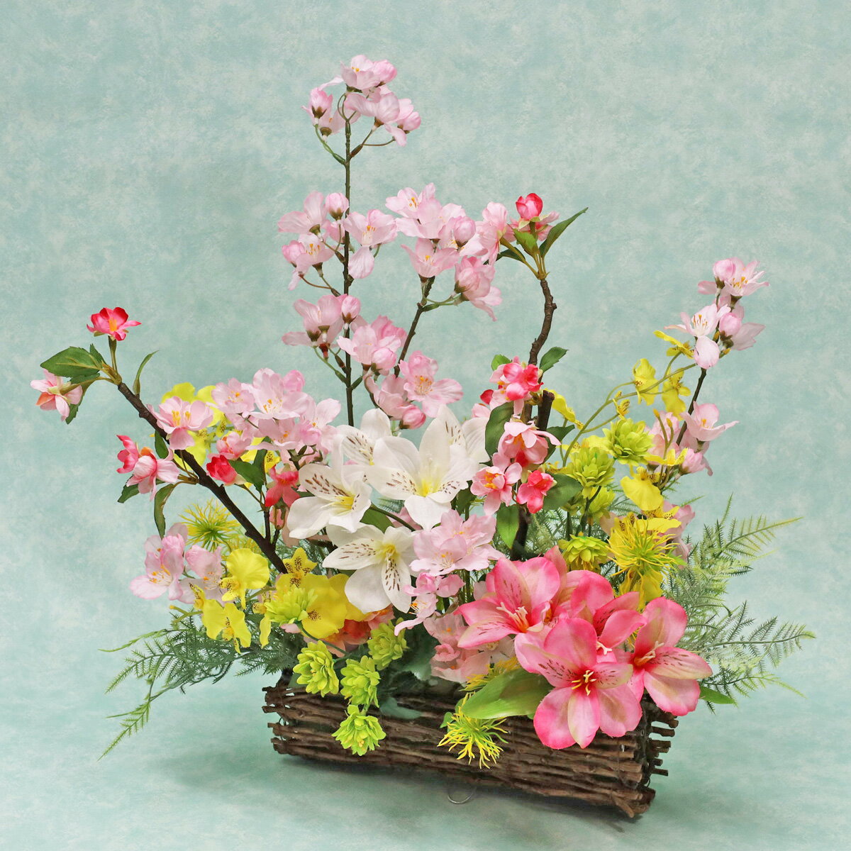 乐天商城 - 造花 桜とアルストロメリアのアレンジ シルクフラワー さくら サクラ CT触媒 光触媒 フラワーアレンジメント インテリア arg