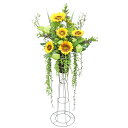造花 インテリア 観葉植物 ひまわりとスノーボールのスタンドアレンジ シルクフラワー 夏のアレンジ ヒマワリ 向日葵 CT触媒 光触媒 snb sta
