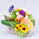 造花 野菜とマンゴーの花かごアレンジ 花 お供え 食品サンプル きゅうり ナス CT触媒 光触媒 シルクフラワー フラワーアレンジメント お悔やみ bar