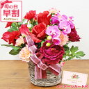 【早割 5%OFF】 母の日 カーネーション 造花 デンファレと赤いカーネーションのアレンジ 花 枯れない花 ギフト プレゼント メッセージカード お祝い 日付...