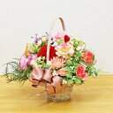 造花 カーネーション 3色のカーネーションとミニバラのアレンジ 花 枯れない花 ギフト プレゼント メッセージカード 薔薇 ローズ バスケット CT触媒 シルクフラワー フラワーアレンジメント