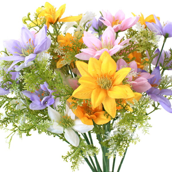 造花 デージー スプレー 12本アソートセット 3310 ピンク イエロー パープル ホワイト シルクフラワー CT触媒 光触媒 tan