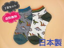 　日本製　2足セット　送料無料　子供　靴下　キッズ　男の子　子供用靴下　恐竜柄スニーカーソックス16〜18cm、19〜22cm