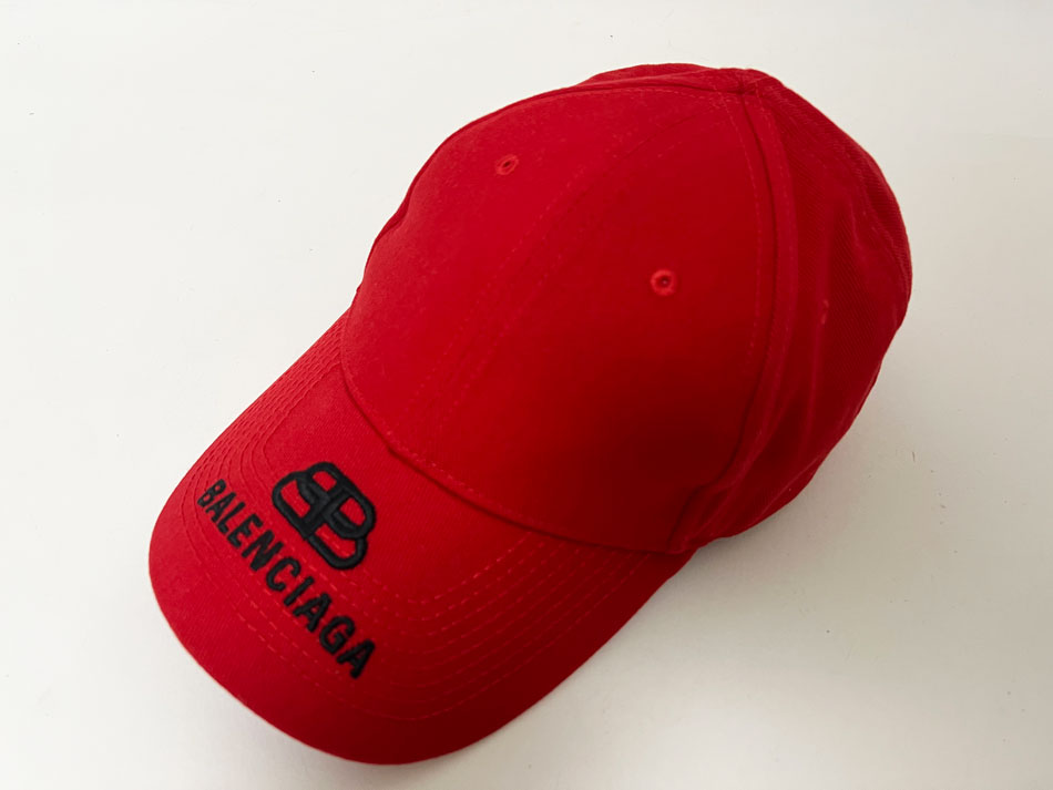 BALENCIAGA バレンシアガ ベースボール キャップ 帽子 HAT BB VISOR CAP レッド Lサイズ 577548 美品 【中古】